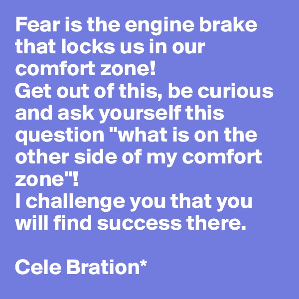 Fear is the engine brake that locks us in our comfort zone! 
Get out of this, be curious and ask yourself this question "what is on the other side of my comfort zone"!
I challenge you that you will find success there.

Cele Bration*
