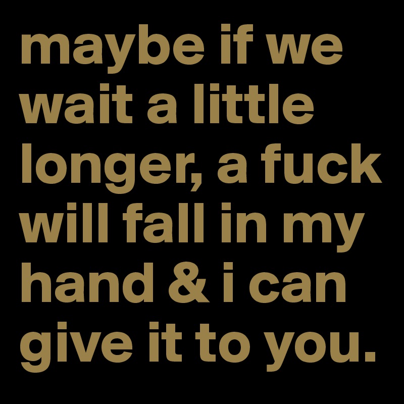 maybe if we wait a little longer, a fuck will fall in my hand & i can give it to you.