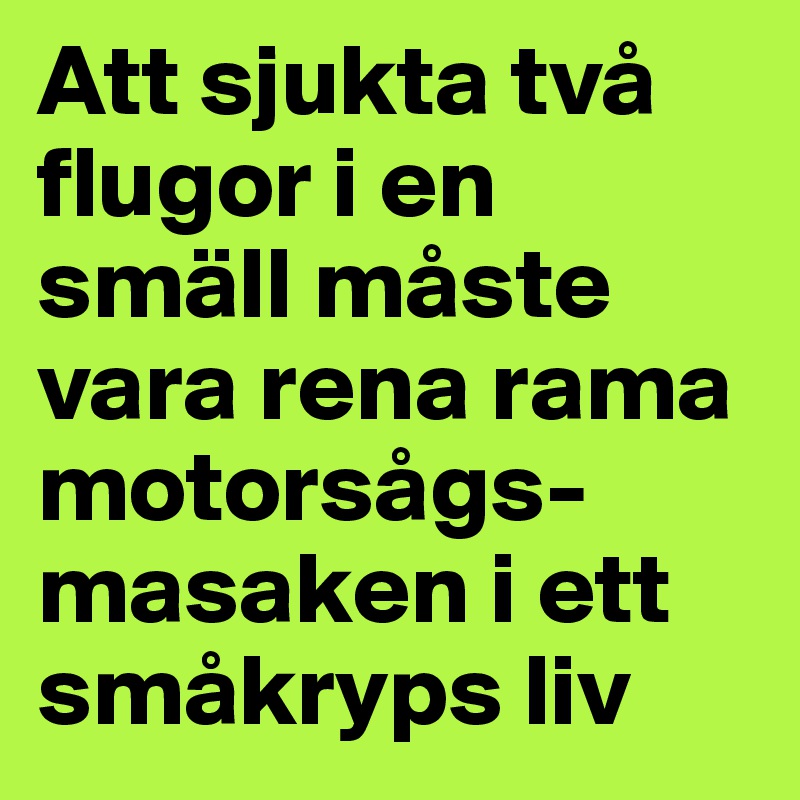 Att sjukta två flugor i en smäll måste vara rena rama 
motorsågs-
masaken i ett småkryps liv