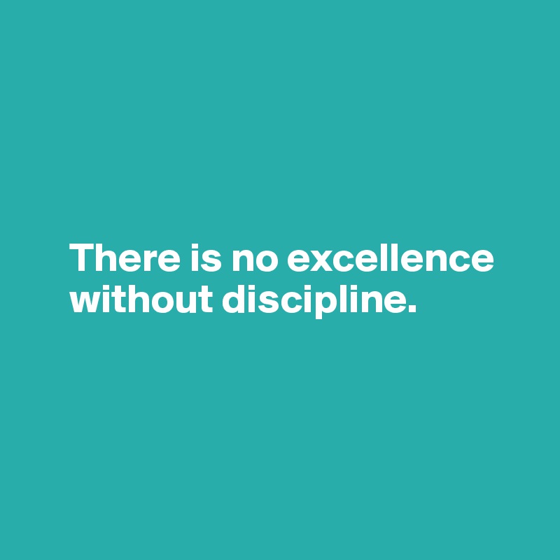 




     There is no excellence 
     without discipline.




