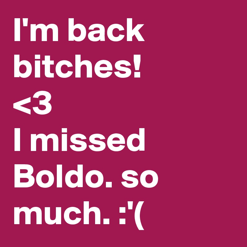 I'm back bitches! 
<3 
I missed Boldo. so much. :'(