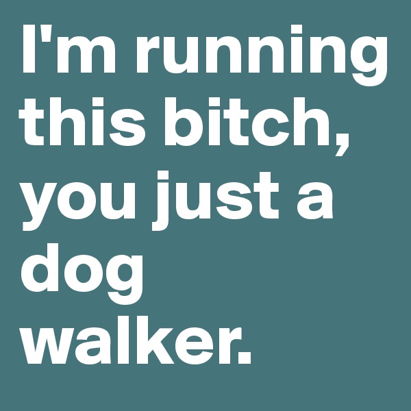 I'm running this bitch, you just a dog walker.