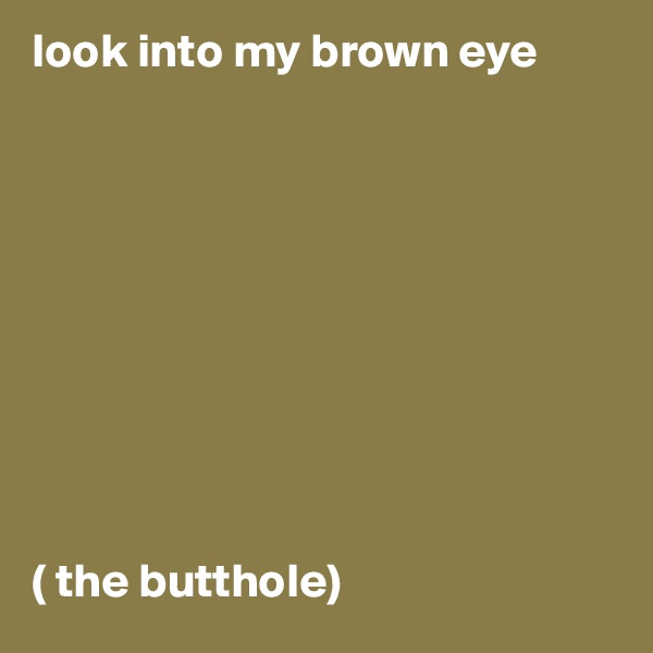 look into my brown eye










( the butthole) 