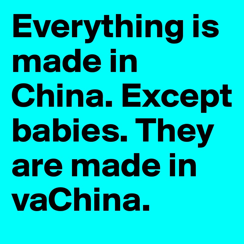 Everything is made in China. Except babies. They are made in vaChina.
