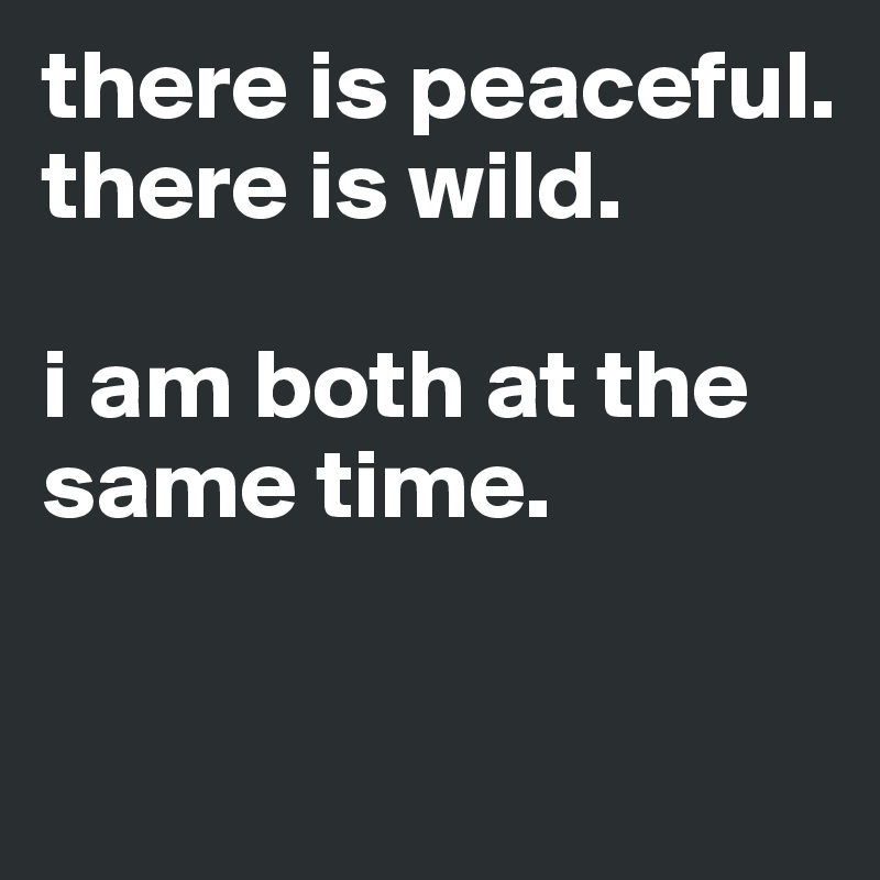 there is peaceful.
there is wild.

i am both at the same time.

