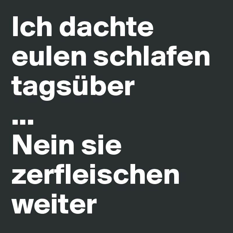 Ich dachte eulen schlafen tagsüber
... 
Nein sie zerfleischen weiter 