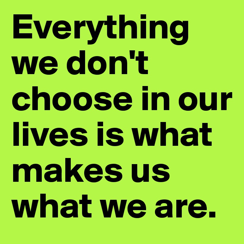 Everything we don't choose in our lives is what makes us what we are.