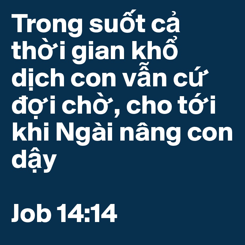Trong su?t c? th?i gian kh? d?ch con v?n c? d?i ch?, cho t?i khi Ngài nâng con d?y

Job 14:14