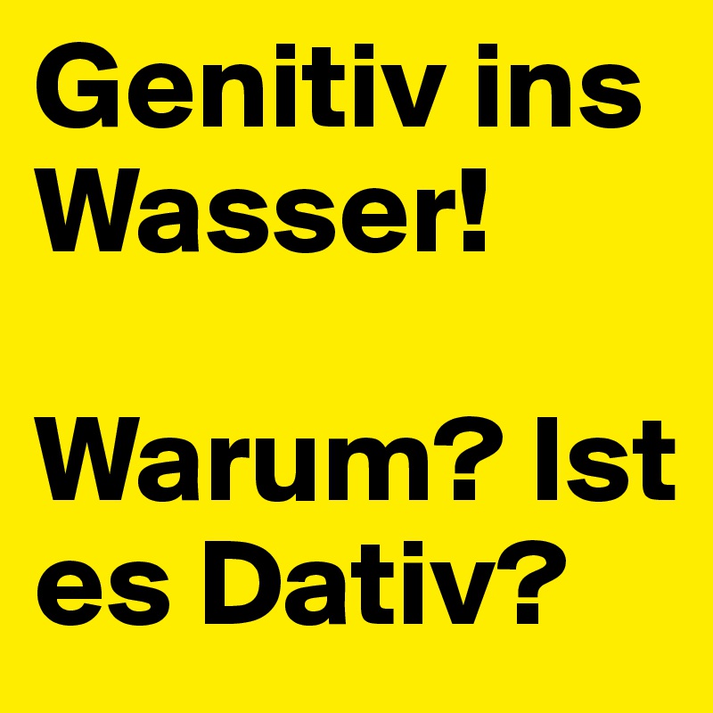 Genitiv ins Wasser!

Warum? Ist es Dativ?