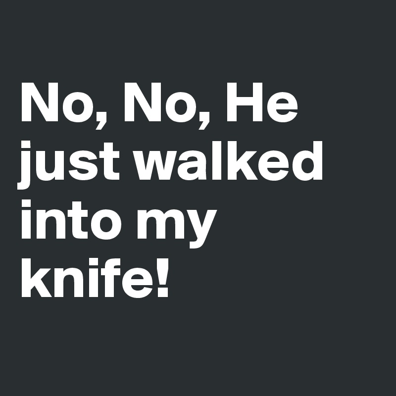 
No, No, He just walked into my knife!
