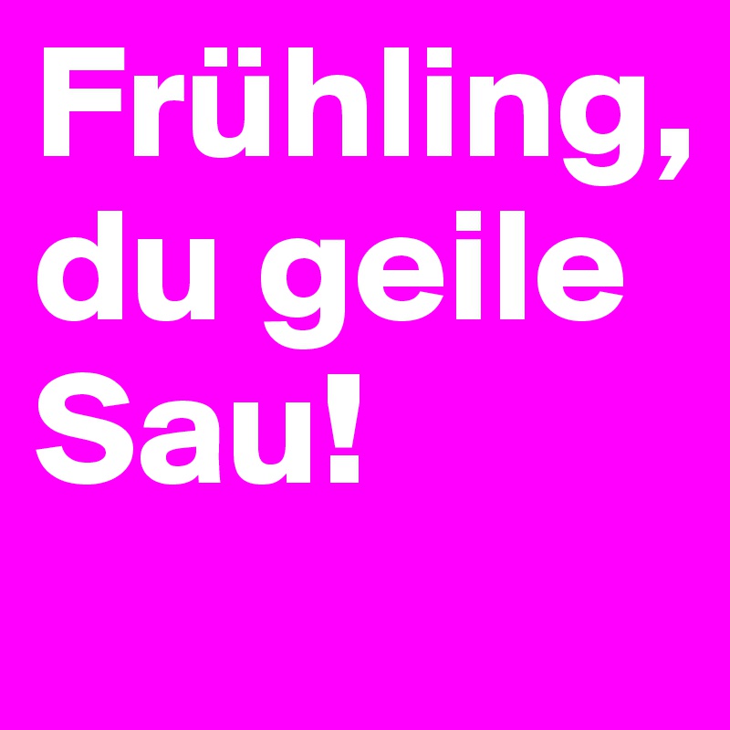 Frühling, 
du geile Sau!