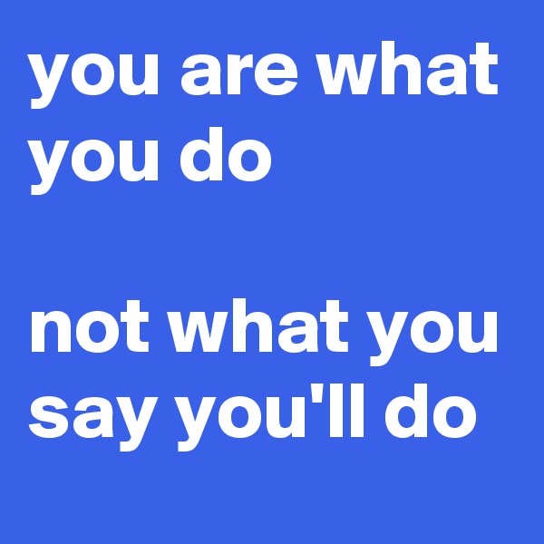 you are what you do

not what you say you'll do