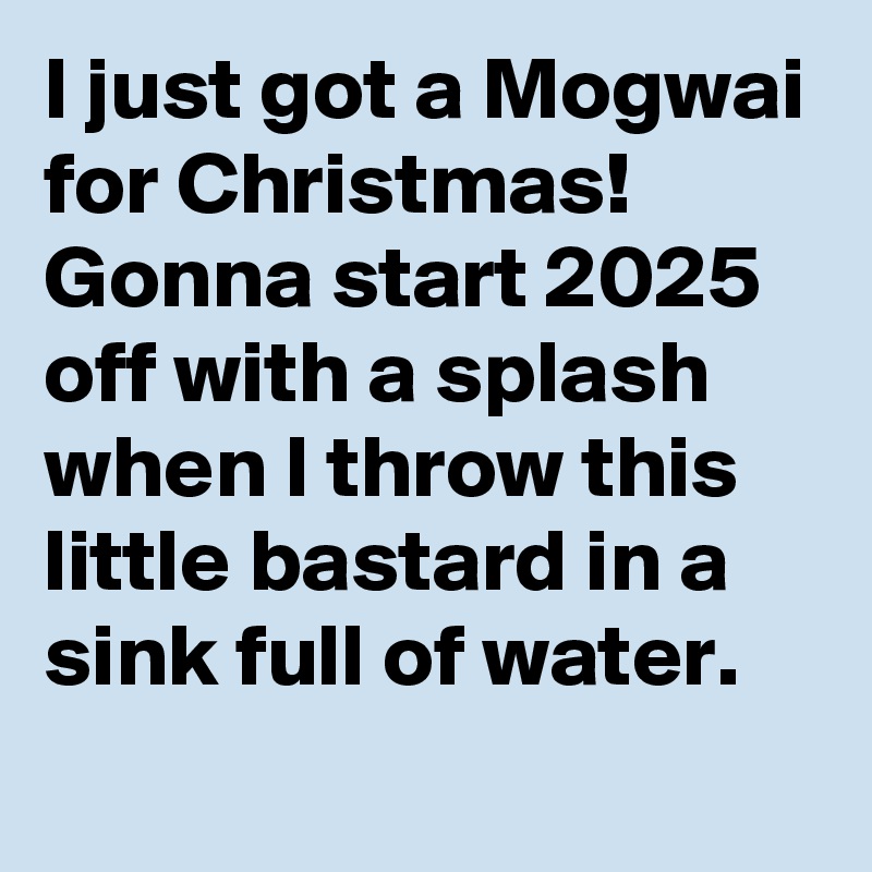 I just got a Mogwai for Christmas! Gonna start 2025 off with a splash when I throw this little bastard in a sink full of water.
