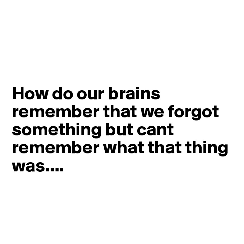 



How do our brains remember that we forgot something but cant remember what that thing was....


