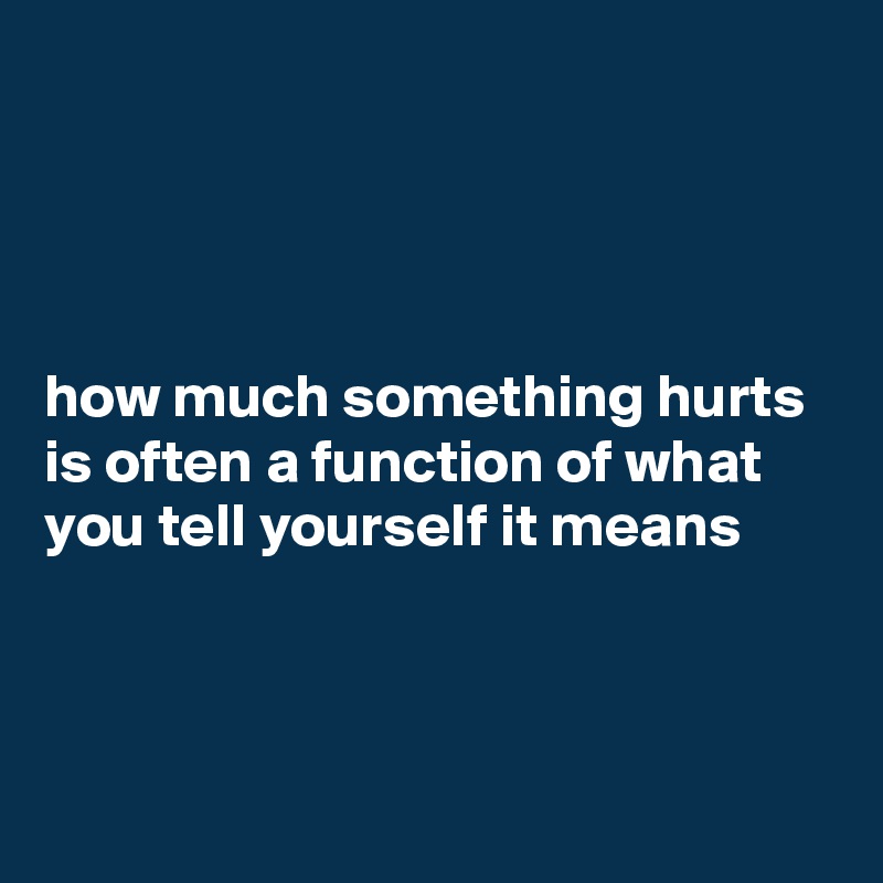 




how much something hurts is often a function of what you tell yourself it means



