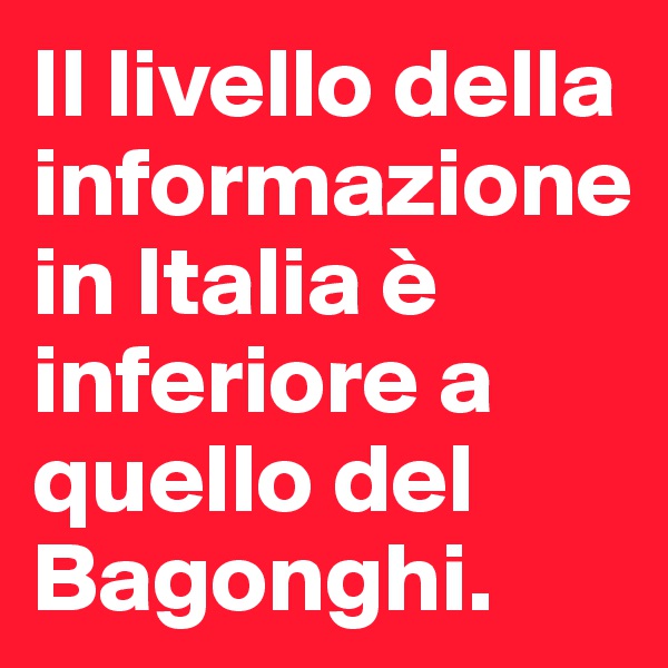 Il livello della informazione in Italia è inferiore a quello del Bagonghi.