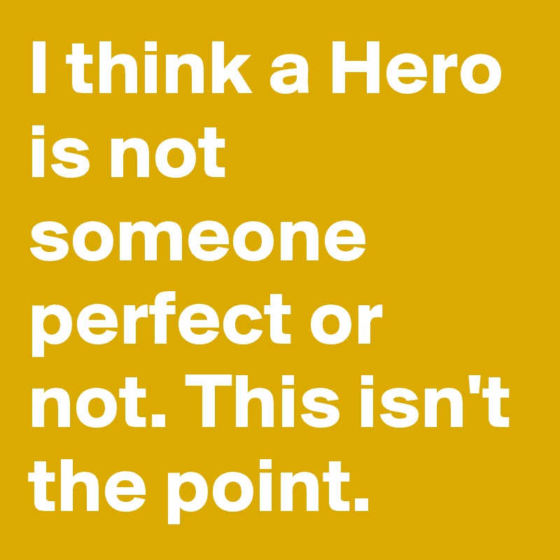I think a Hero is not someone perfect or not. This isn't the point. 