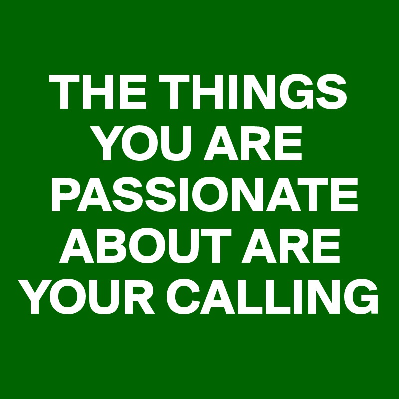 
   THE THINGS 
       YOU ARE 
   PASSIONATE 
    ABOUT ARE YOUR CALLING