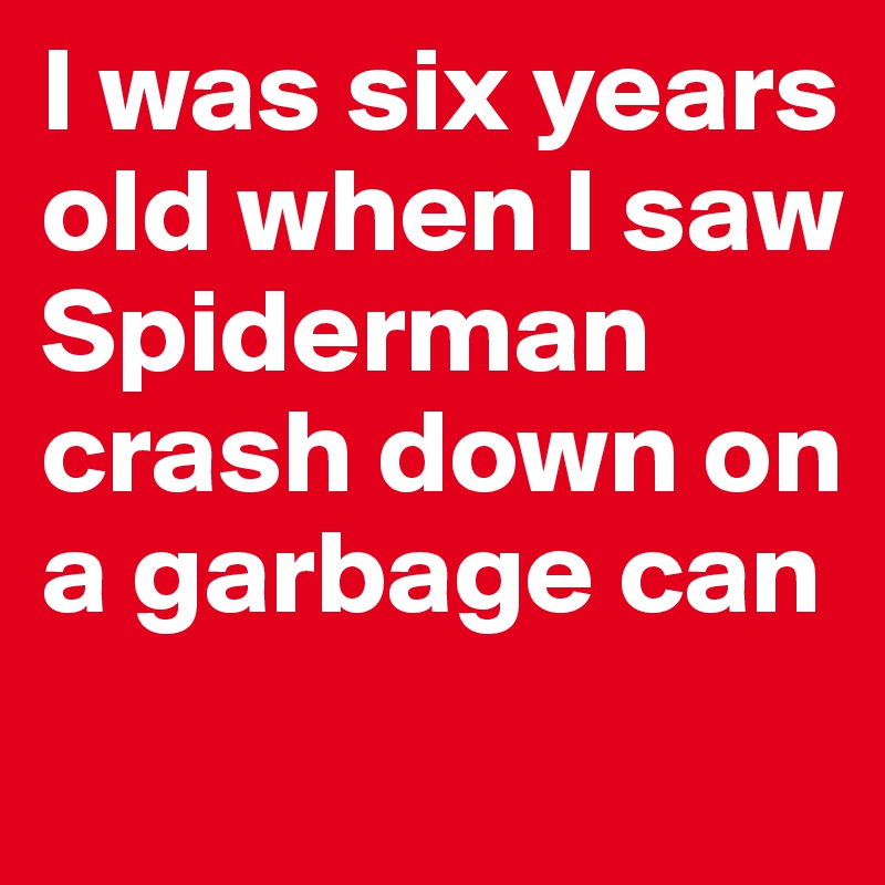 I was six years old when I saw Spiderman crash down on a garbage can