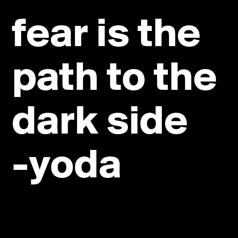 fear is the path to the dark side
-yoda