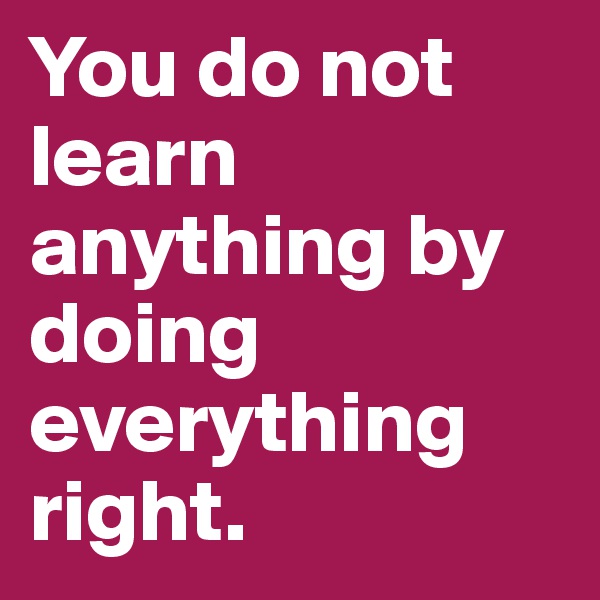 You do not learn anything by doing everything right.