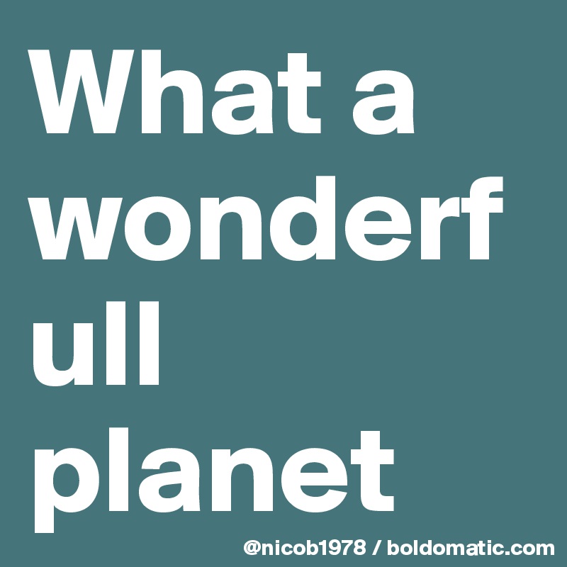 What a wonderfull planet
