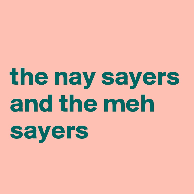 

the nay sayers and the meh sayers
