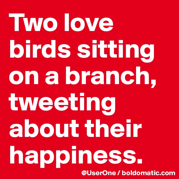 Two love birds sitting on a branch, tweeting about their happiness.