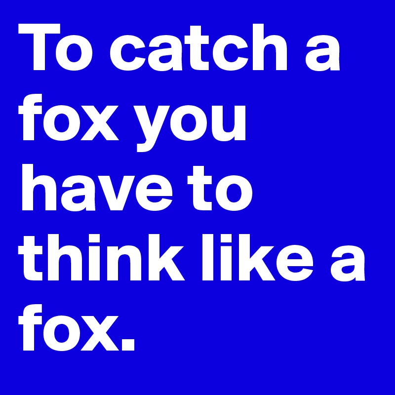 To catch a fox you have to think like a fox.