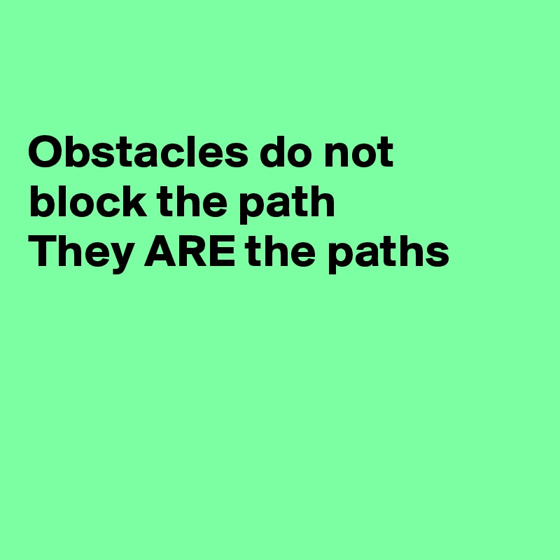 

Obstacles do not block the path 
They ARE the paths 





