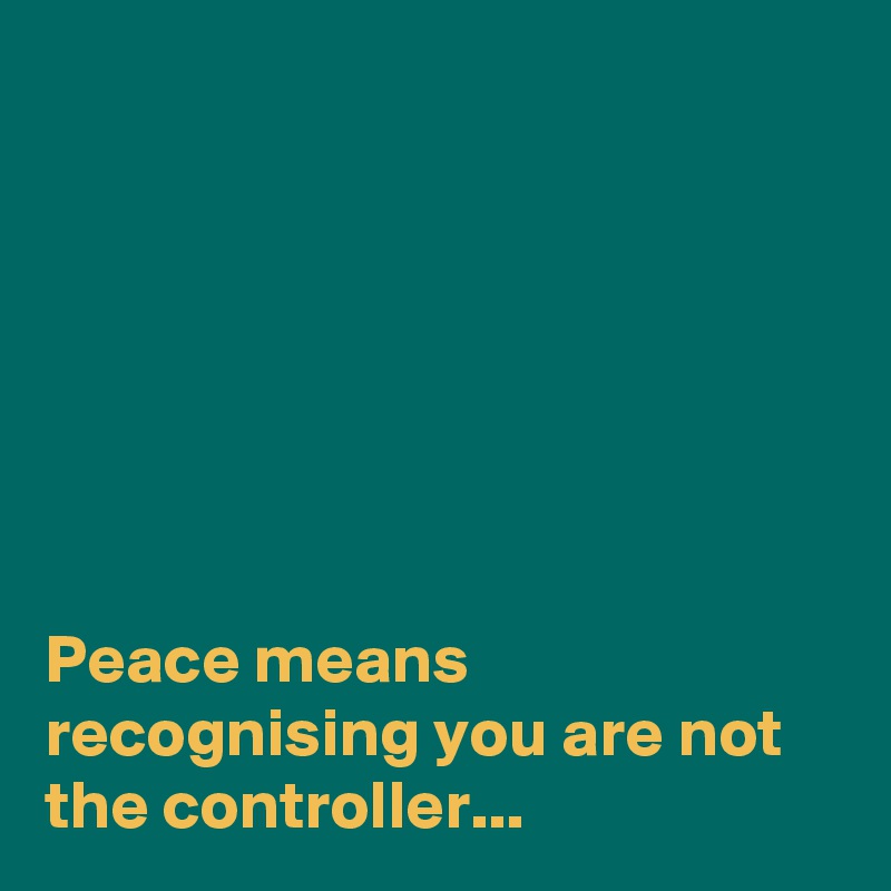 







Peace means recognising you are not the controller...