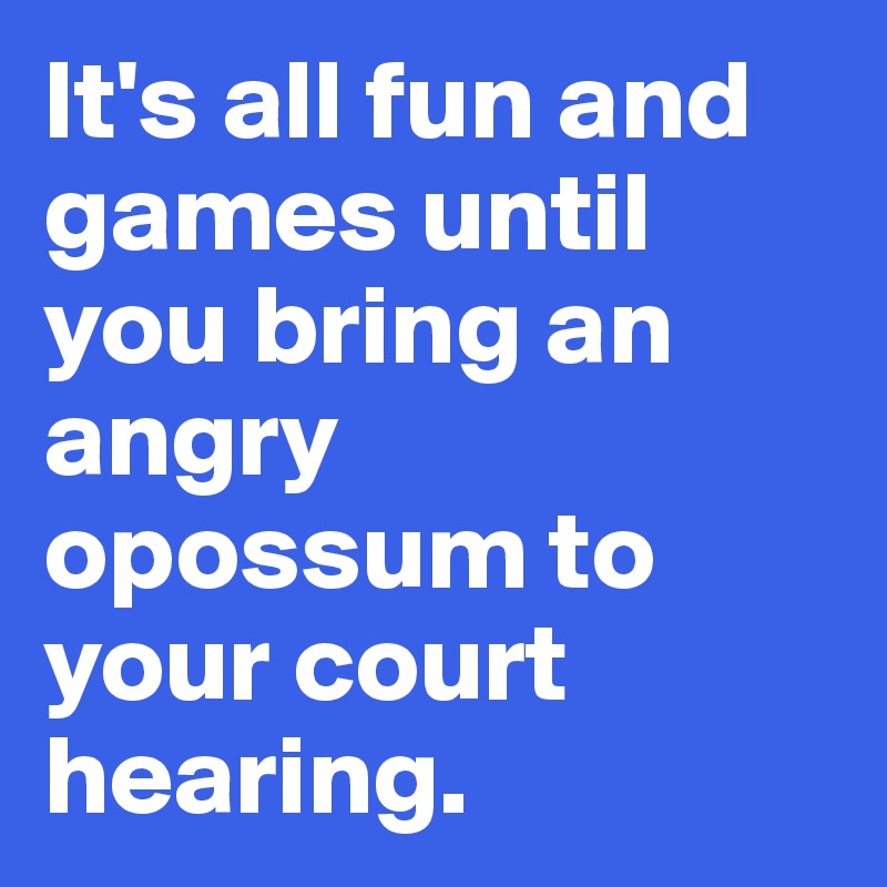 It's all fun and games until you bring an angry opossum to your court hearing.