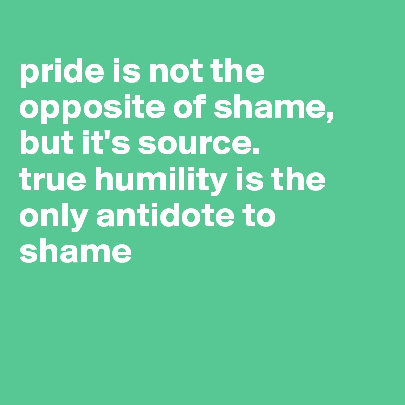 Pride Is Not The Opposite Of Shame But It S Source True Humility Is The Only Antidote To Shame Post By Annabanan On Boldomatic