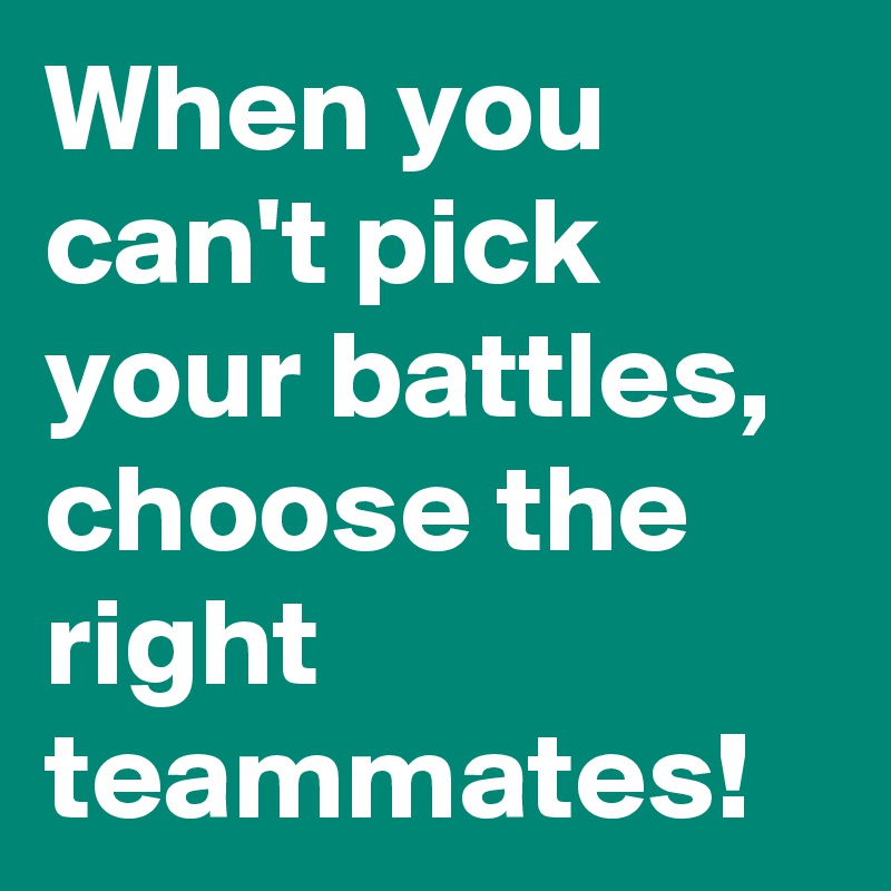 When you can't pick your battles,  choose the right teammates!