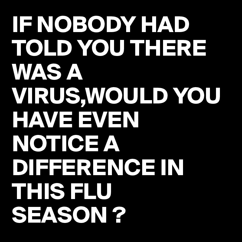 IF NOBODY HAD TOLD YOU THERE WAS A VIRUS,WOULD YOU HAVE EVEN NOTICE A DIFFERENCE IN THIS FLU SEASON ? 