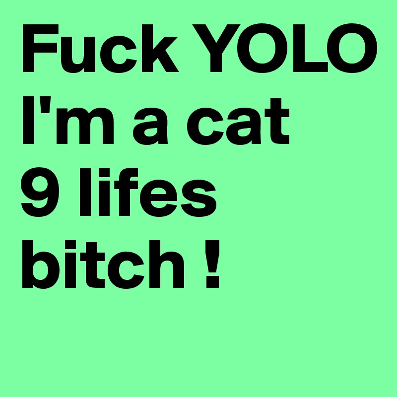 Fuck YOLO I'm a cat 
9 lifes bitch !