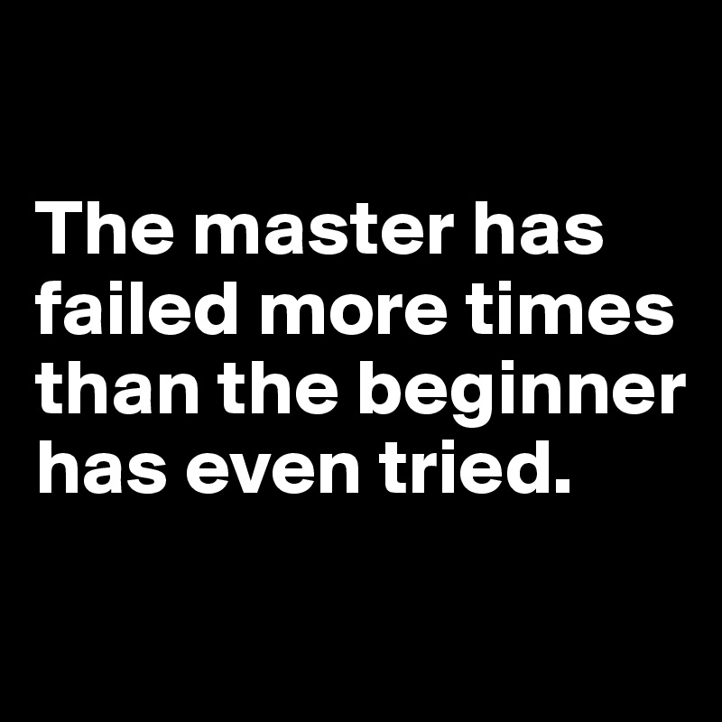 

The master has
failed more times than the beginner has even tried.         

