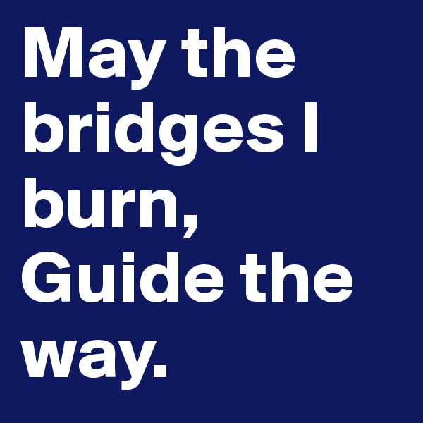 May the bridges I burn, Guide the way. 