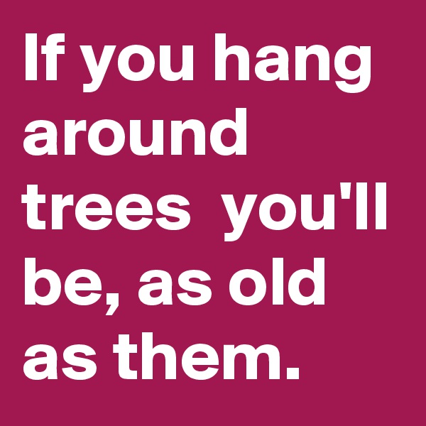 If you hang around trees  you'll be, as old as them.