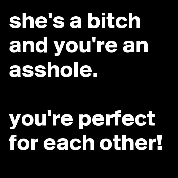 she's a bitch and you're an asshole.

you're perfect for each other!