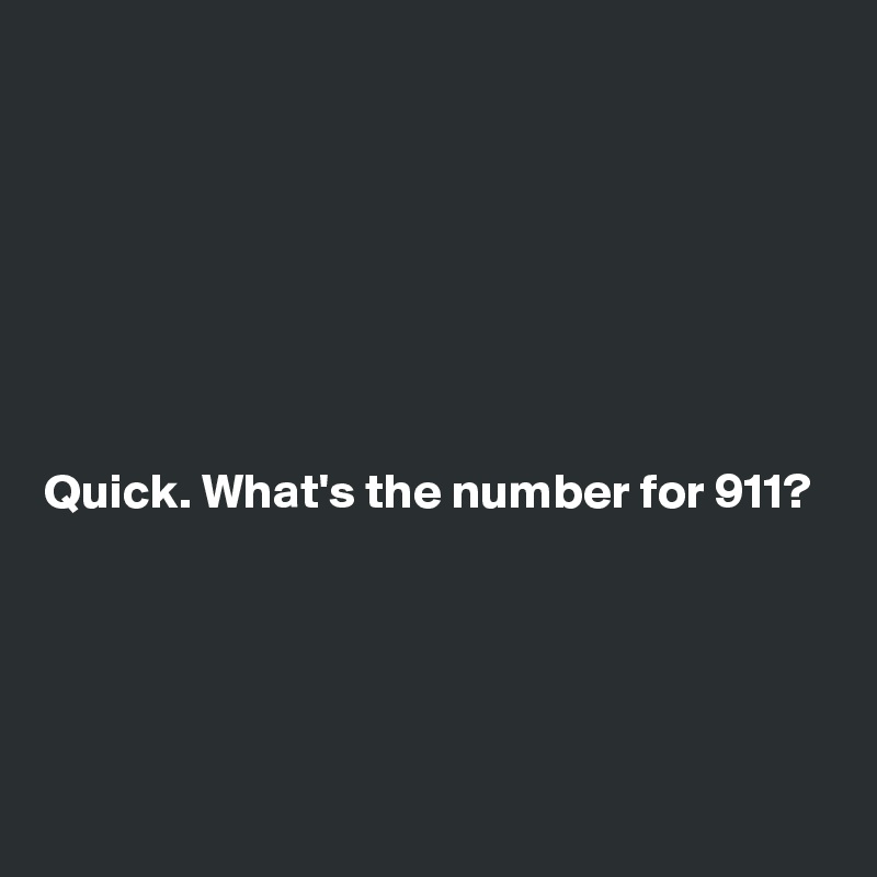 







Quick. What's the number for 911?




