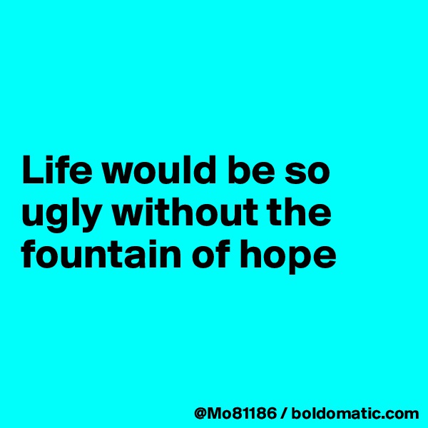 


Life would be so ugly without the fountain of hope


