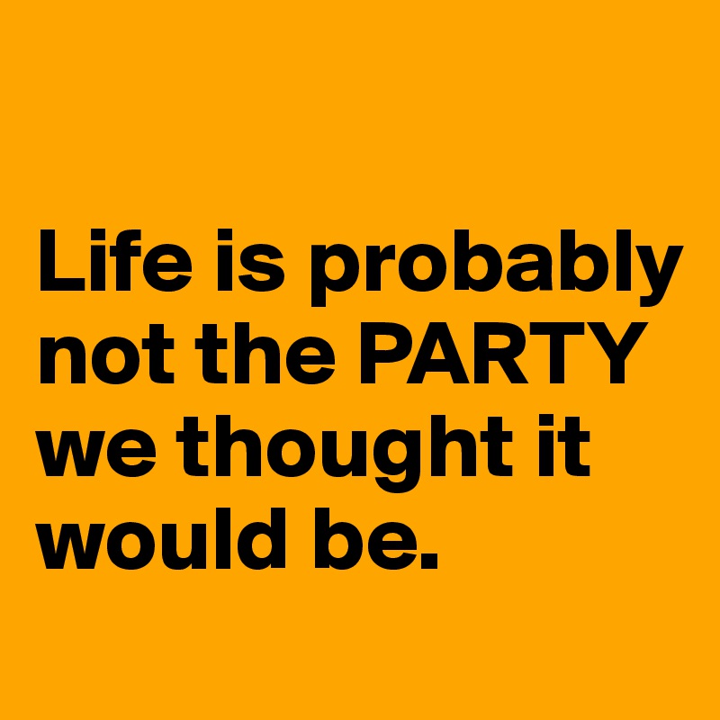 

Life is probably not the PARTY we thought it would be. 