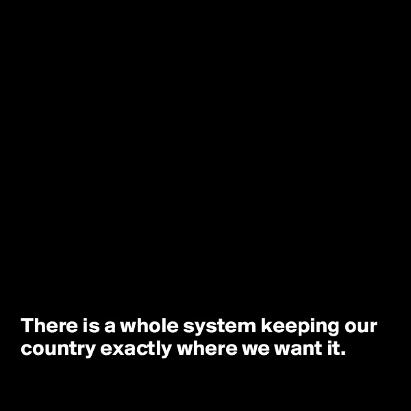 












There is a whole system keeping our country exactly where we want it.