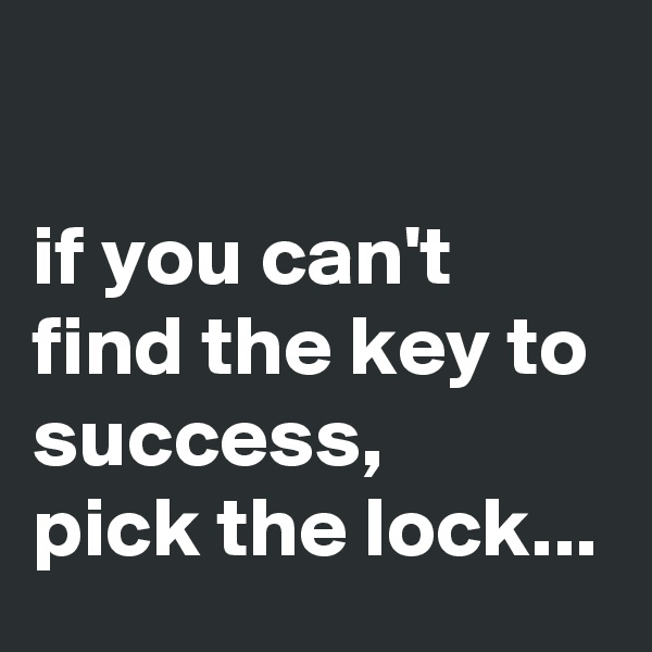 

if you can't find the key to success, 
pick the lock...