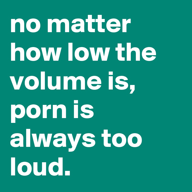 no matter how low the volume is, porn is always too loud.