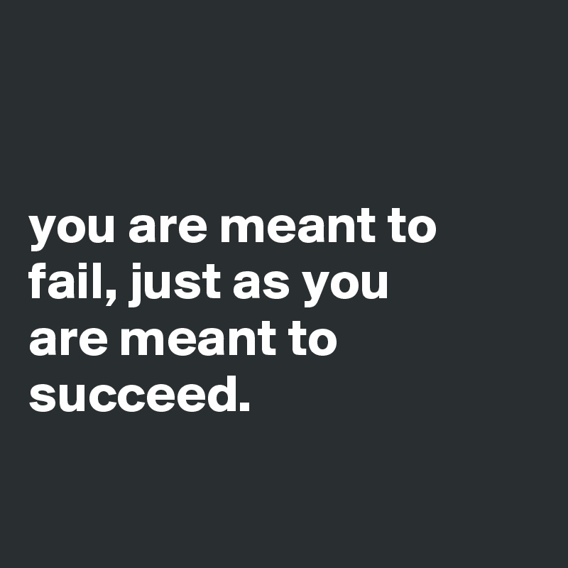 


you are meant to fail, just as you
are meant to succeed.

