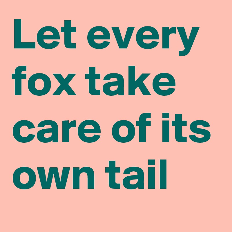 Let every fox take care of its own tail