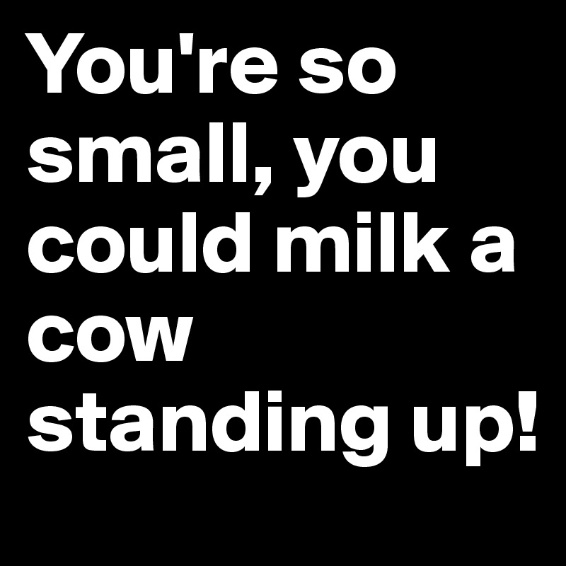You're so small, you could milk a cow standing up!