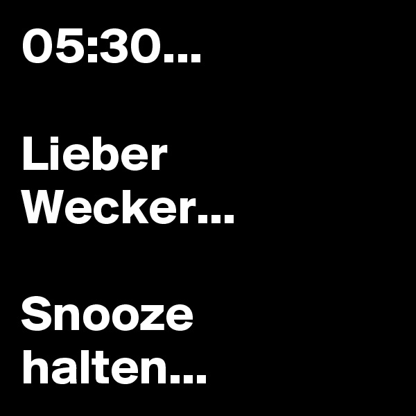 05:30...

Lieber Wecker... 

Snooze halten...